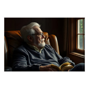 Póster Ancianos pensivos soledad