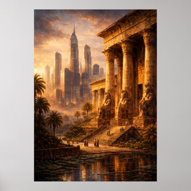 Póster Ancient Egypt Future Skyline Art (Frente)