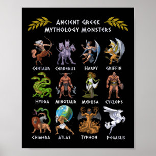 Póster Ancient Greek Mythology Monsters