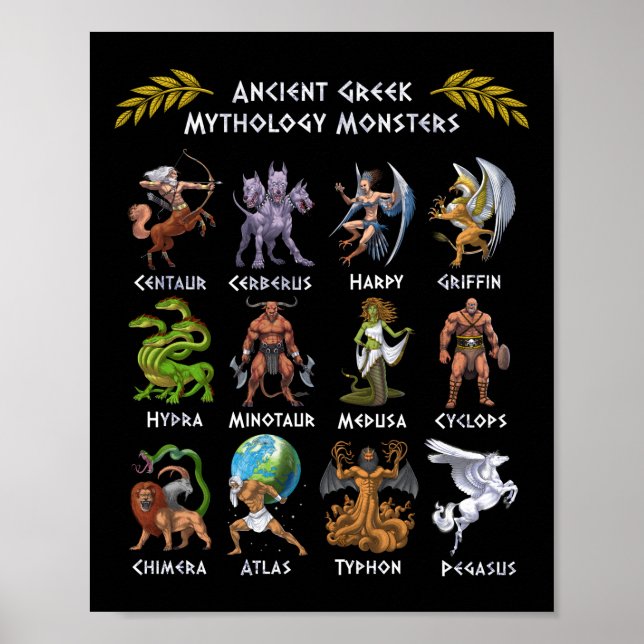 Póster Ancient Greek Mythology Monsters (Frente)