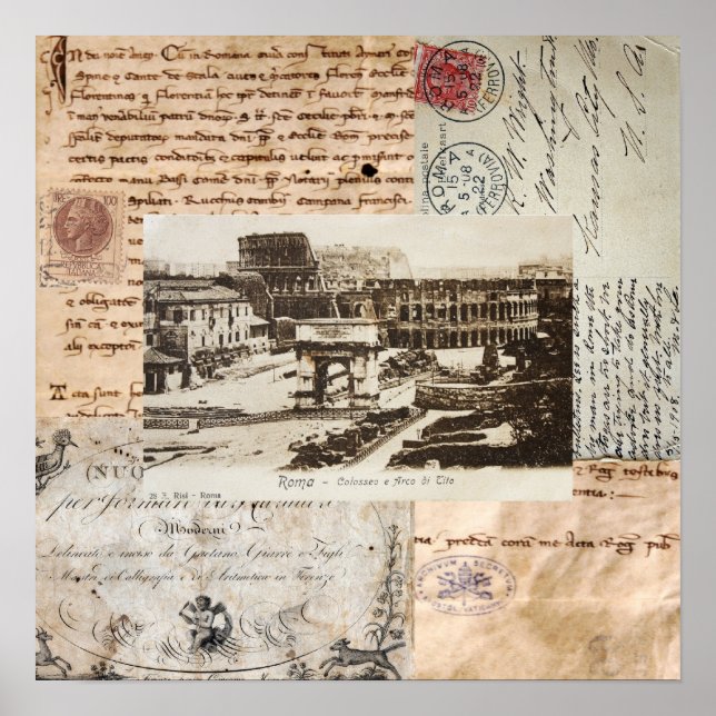 Póster Ancient Rome Coliseum Italian Art (Frente)