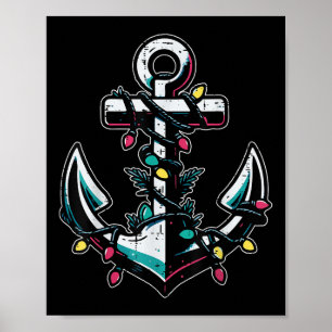 Póster Ancla de barco de Navidad Xmas Marinero Crucero Ho