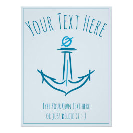 Póster Ancla de mar. Plantilla de regalo de marinero