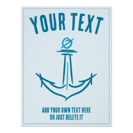 Póster Ancla de mar. Rosa de brújula. Plantilla de regalo