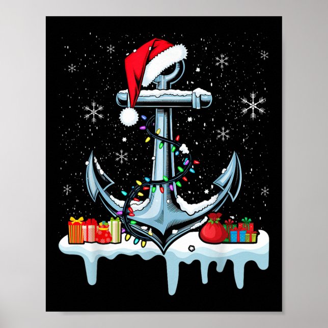 Póster Ancla de Santa Luces de Navidad Geniales Embarcaci (Frente)