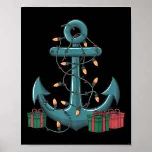 Póster Ancla Luces de Navidad Crucero Barco Ancla Chris