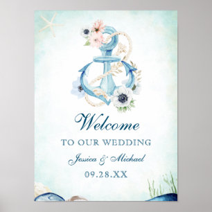 Póster Anclaje acuático Flores Starfish Beach Wedding