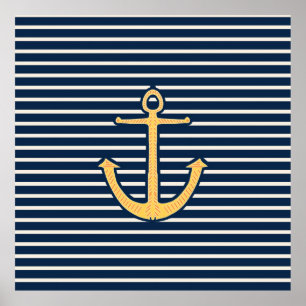 Póster Anclaje de franjas de la marina