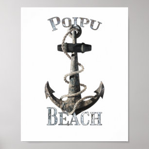 Póster Anclaje náutico de Poipu Beach Hawaii Vacaciones