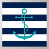 Anclaje verde azulado en franjas azules