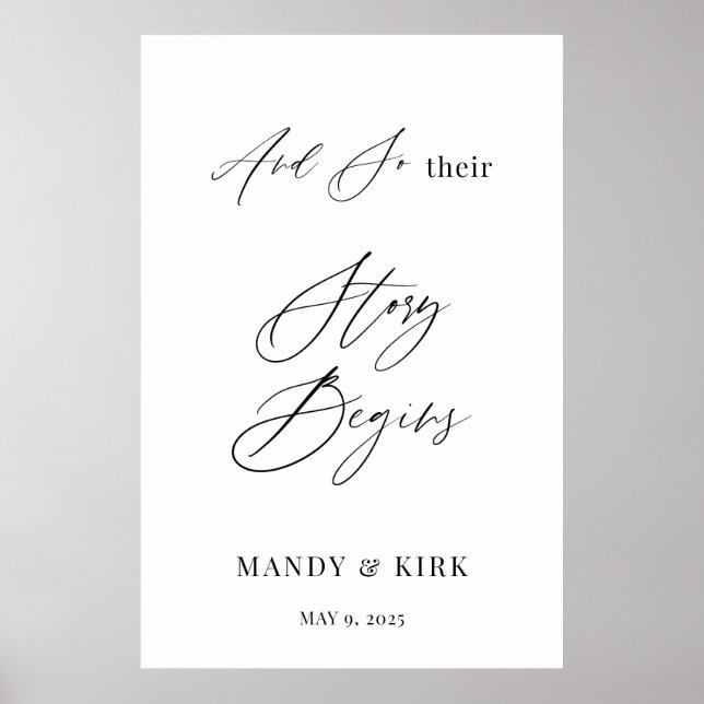 Póster And So Their Story Begins Personalized Wedding  (Frente)