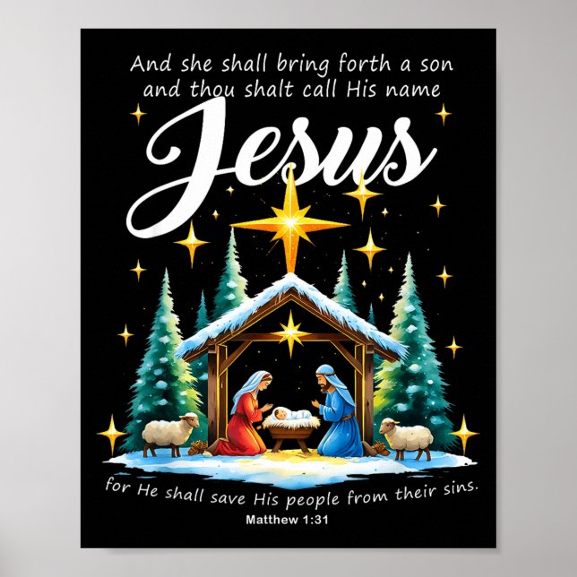 Póster And Thou Shalt Call His Name Jesus Nativity Christ (Frente)