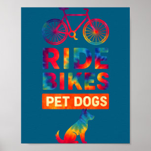 Póster Andar en Bicicleta Acariciar Perros Bicicleta Cicl