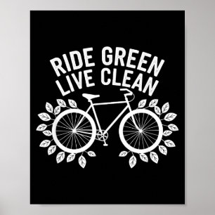 Póster Andar en Bicicleta Verde Vivir Limpio Amante de la