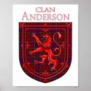 Póster Anderson de Kinnedear Red Tartan Scottish Plaid