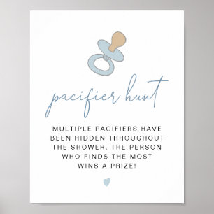 Póster ANDI Dusty Blue Pacifier Hunt Juego de Baby Shower