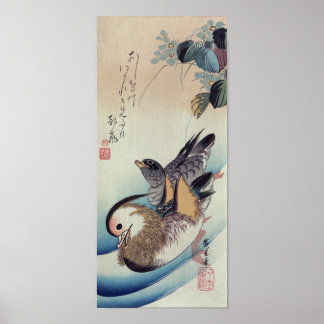 Póster Ando Hiroshige Mandarin Ducks Color Woodcut