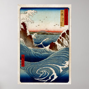 Póster Andō Hiroshige Naruto Whirlpool, provincia de Awa