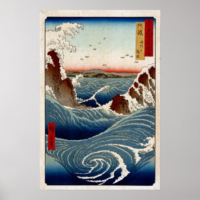 Póster Andō Hiroshige Naruto Whirlpool, provincia de Awa (Frente)