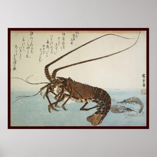 Póster Ando Hiroshige Sheet Lobster y gambas (Frente)