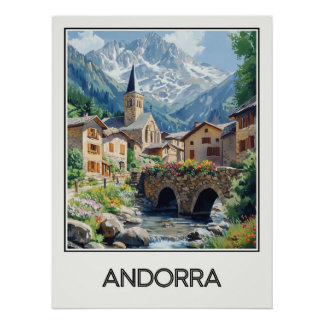 Póster Andorre, village pittoresque