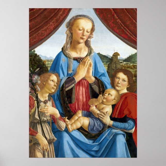 Póster Andrea del Verrocchio La Virgen y el Niño (Frente)
