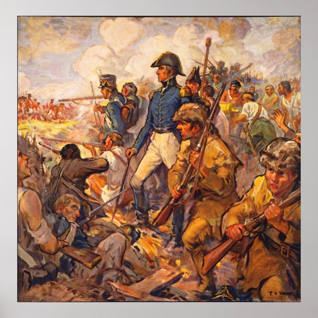 Póster Andrew Jackson durante la batalla de Nueva Orleans (Frente)