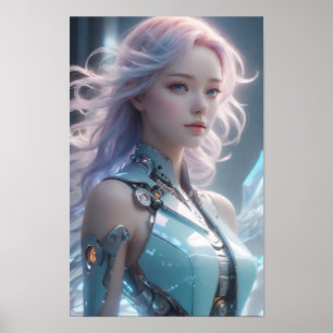 Póster Android futurista femenino