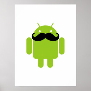 Póster Android Robot Black Mustache Graphic