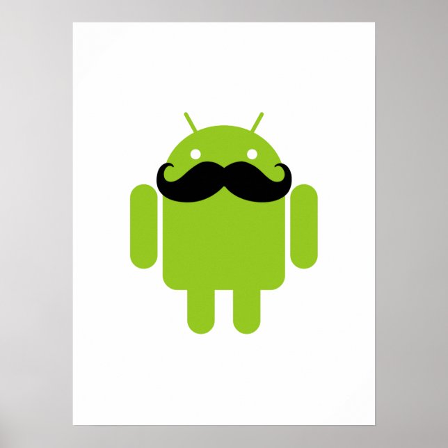Póster Android Robot Black Mustache Graphic (Frente)