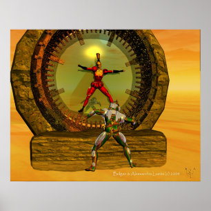 Póster ANDROID XENIA SE ENCUENTRA CON TITAN EN DESERT Sci