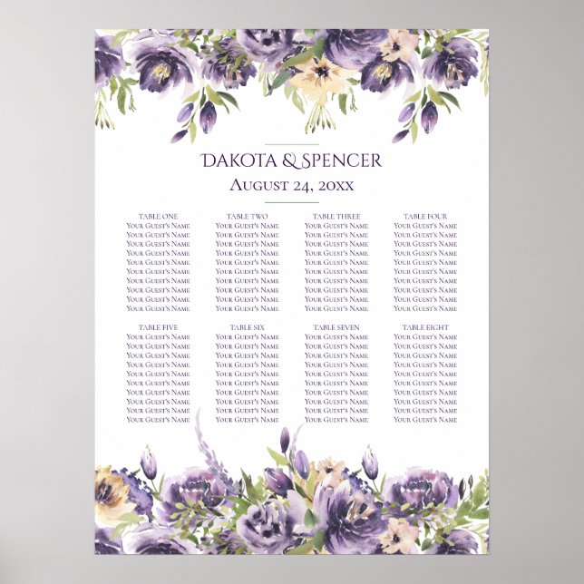 Póster Anemone Lavender | Gráfico de asientos florales cr (Frente)