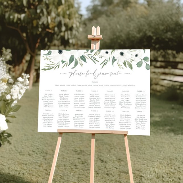Póster Anemones Sage y Eucalyptus Bodas (Anemones Sage & Eucalyptus Wedding Seating Charts)