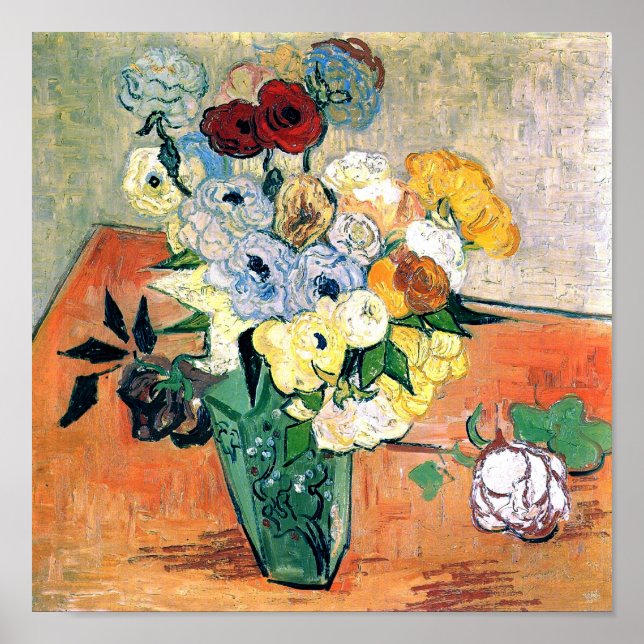Póster Anemones Van Gogh Bella Artes, Rosas de la Vase ja (Frente)