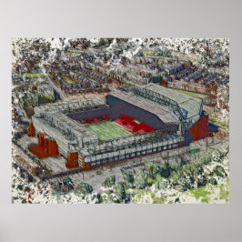 Póster Anfield Stadium Liverpool - Artistic Watercolour