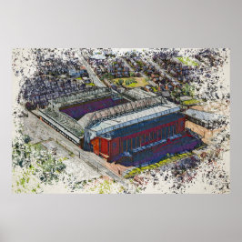 Póster Anfield Stadium Liverpool - Artistic Watercolour