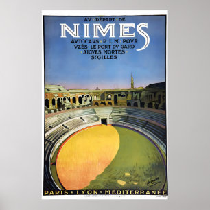 Póster Anfiteatro de Nimes Francia 1926 - Estilo Vintage