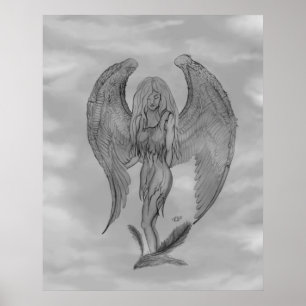 Póster Ángel al estilo tatuaje