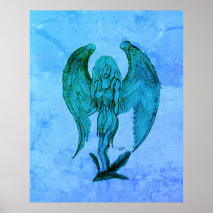 Póster Ángel al estilo tatuaje