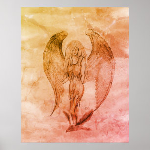 Póster Ángel al estilo tatuaje