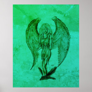 Póster Ángel al estilo tatuaje