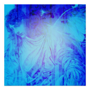 Póster Ángel azul hermoso de la protección y del perdón