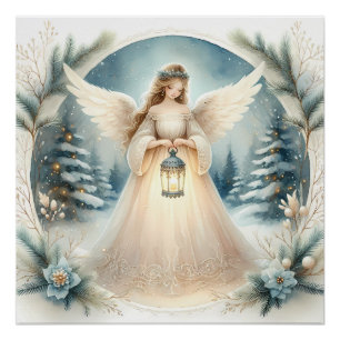 Póster Ángel Celestial de Invierno Farol de Esperanza