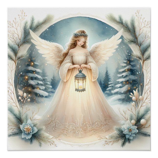 Póster Ángel Celestial de Invierno Farol de Esperanza (Anverso)