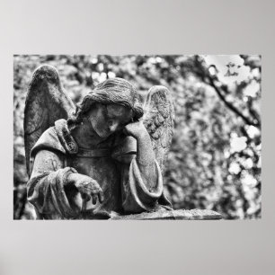 Póster Ángel cementerio fotografía blanco y negro