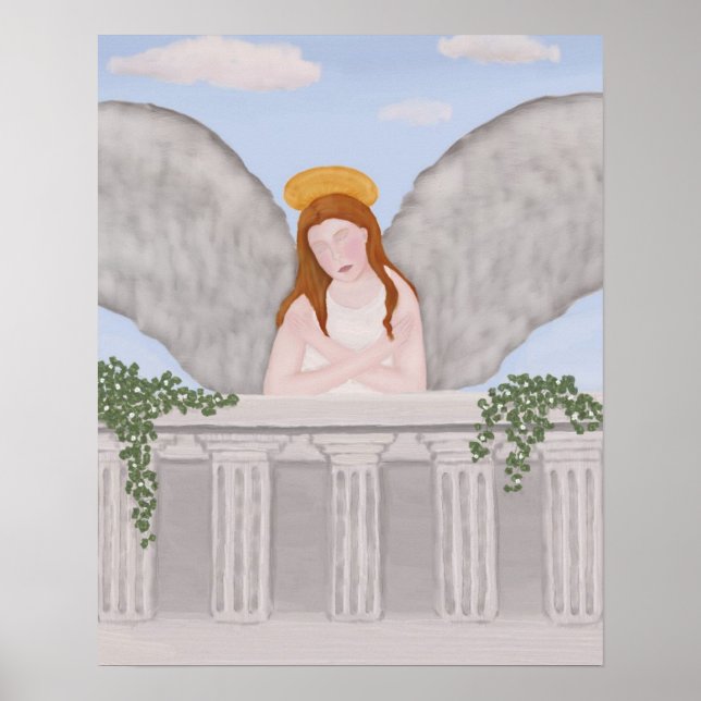 Póster Ángel clásico con Poster de cabeza inclinada (Frente)