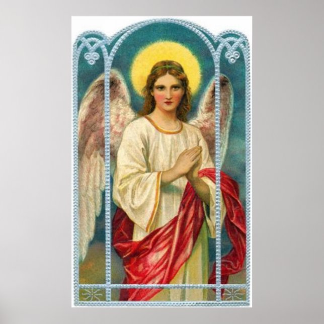 Póster Ángel con cinta rosa (Frente)