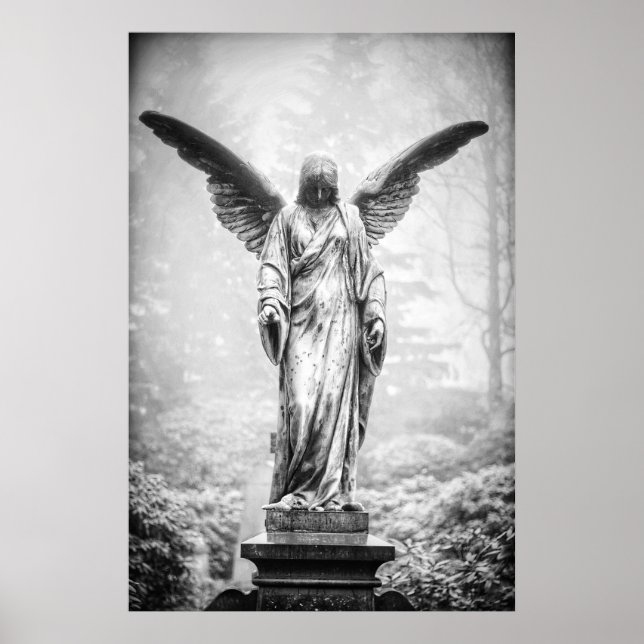 Póster Ángel con escultura de alas extendidas (Frente)