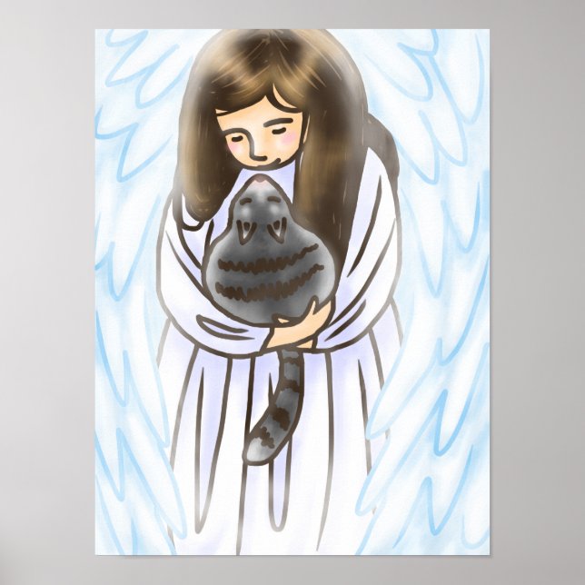 Póster Ángel con gato (Frente)