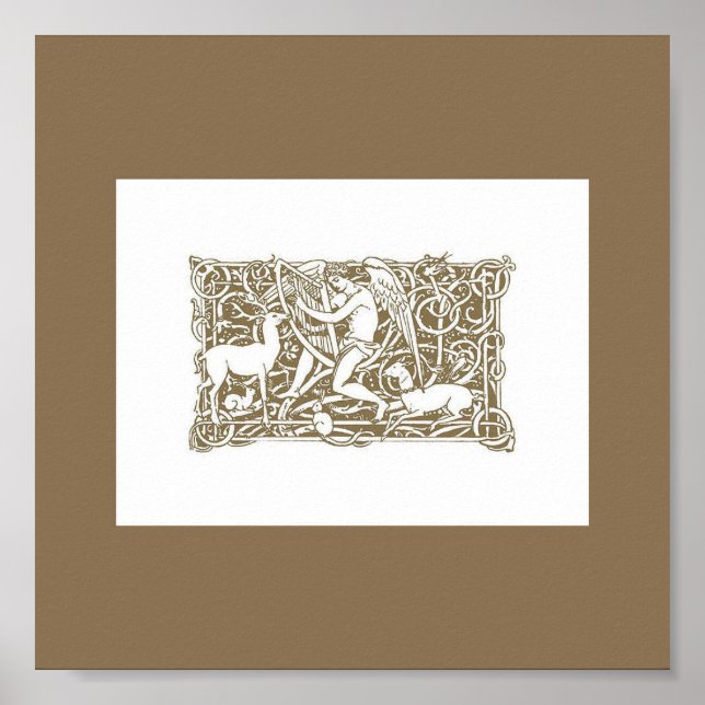 Póster Ángel con Harp Print (Frente)